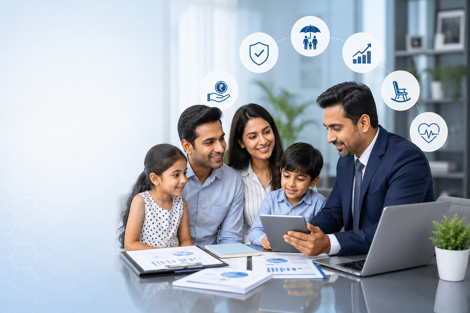 Fintattva advisor guiding a family through insurance and financial planning